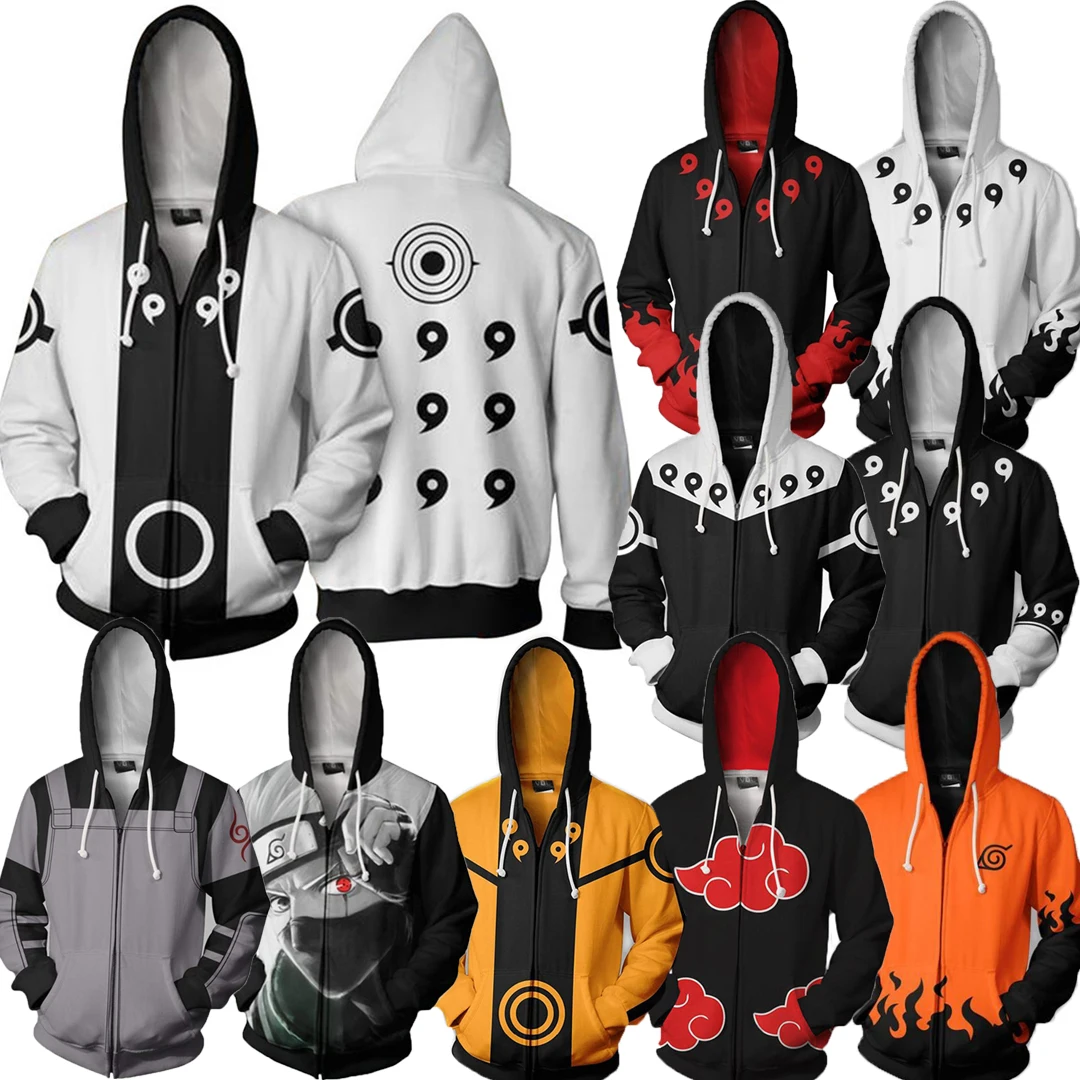 

Naruto Akatsuki Hoodies Anime Children Zipper Sweatshirt Winter Long Sleeves Hooded Warm Clothing for Men Women Sweater Gift