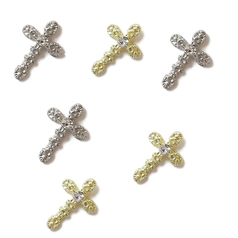 10 шт. металлические крестообразные гвозди, 3D богемный жемчуг, сплав, крестообразные роскошные аксессуары