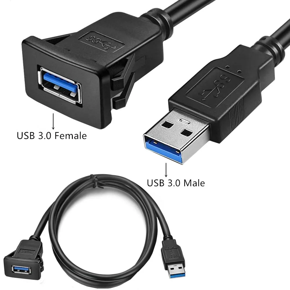 

USB3.0 auto dashboard extension cable, auto USB square hole panel extension cable