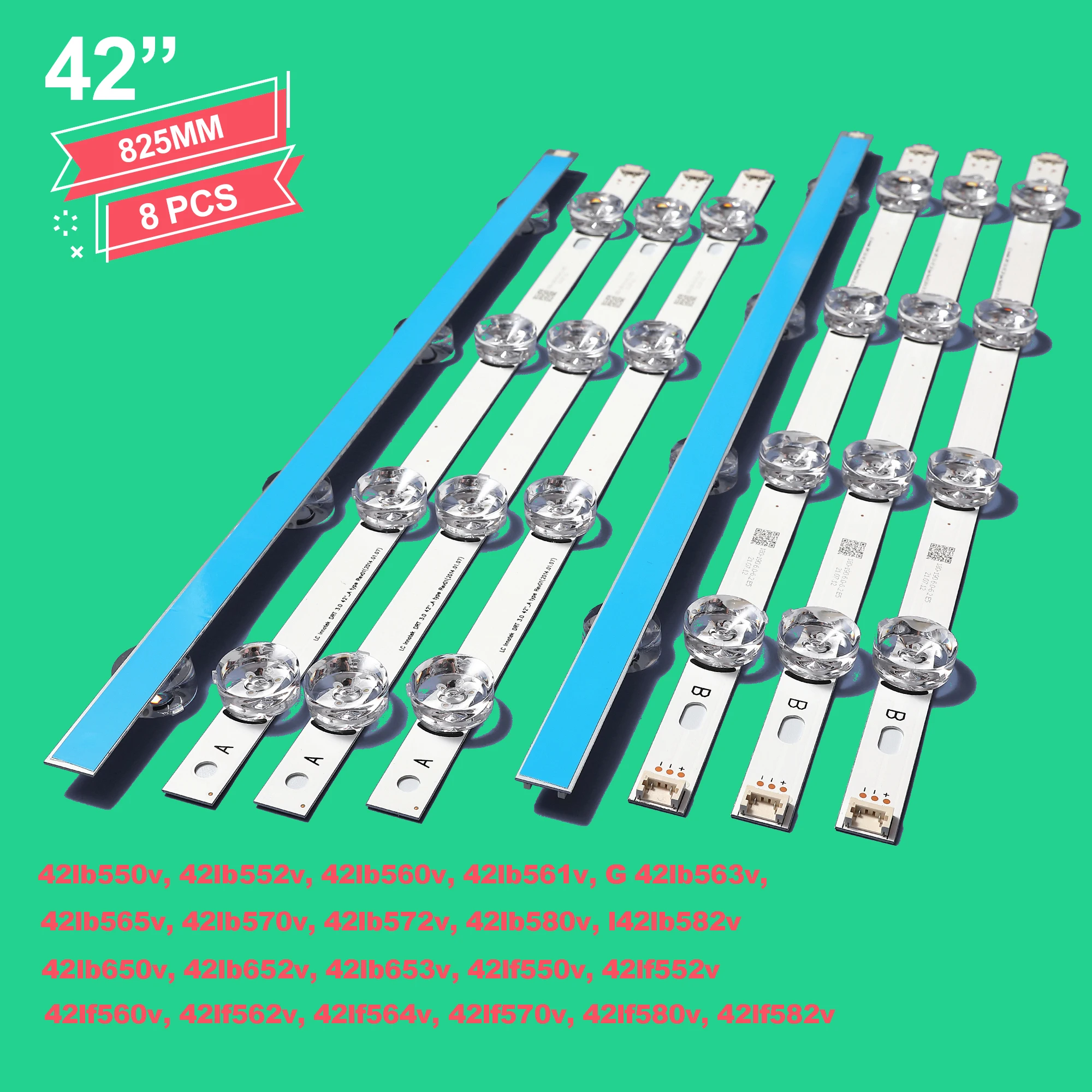 7SET=56PCS  NEW LED Strips for LG 42LB5800 42LB5700 42LF5610 42LF580V LC420DUE DRT 3.0 42 A/B type 6916L-1709B 6916L-1710B