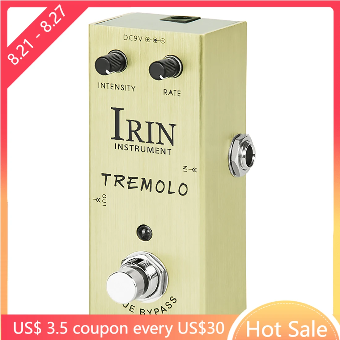 

IRIN AN-07 Guitar Tremolo Pedal Classic Photoelectric Tube Circuitry Amplifier Tremolo Effect for Electric Guitar True Bypass