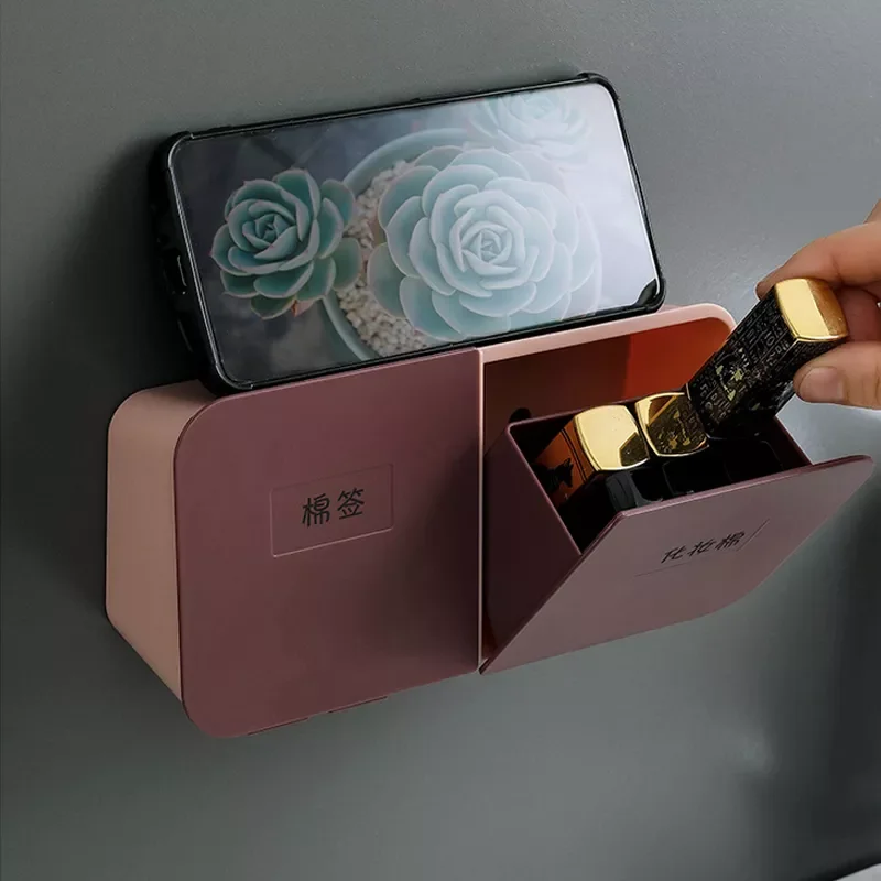 

Bathroom Waterproof Storage Box Wall Mounted Organizer For Cotton Swab Cosmetic Cotton Dust-proof Switch Box Storage Container