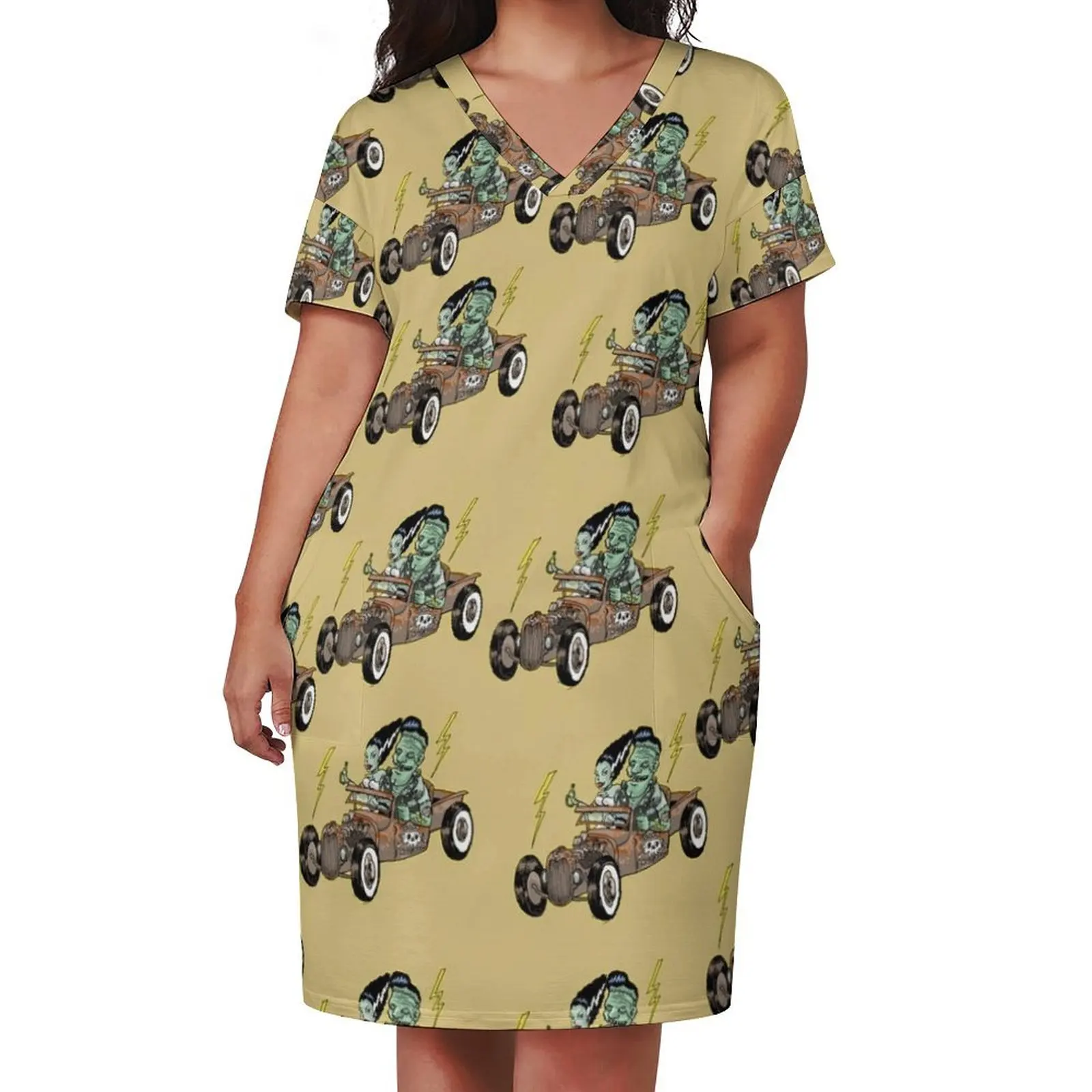 Franken kustom Свободное карманное платье женская одежда платья для выпускного вечера