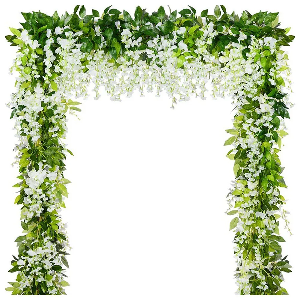 

Wisteria Vines Garland Hanging Wisteria Artificial Flowers Strings Fake Plants Vine Ratta Hanging Garland Flowers String