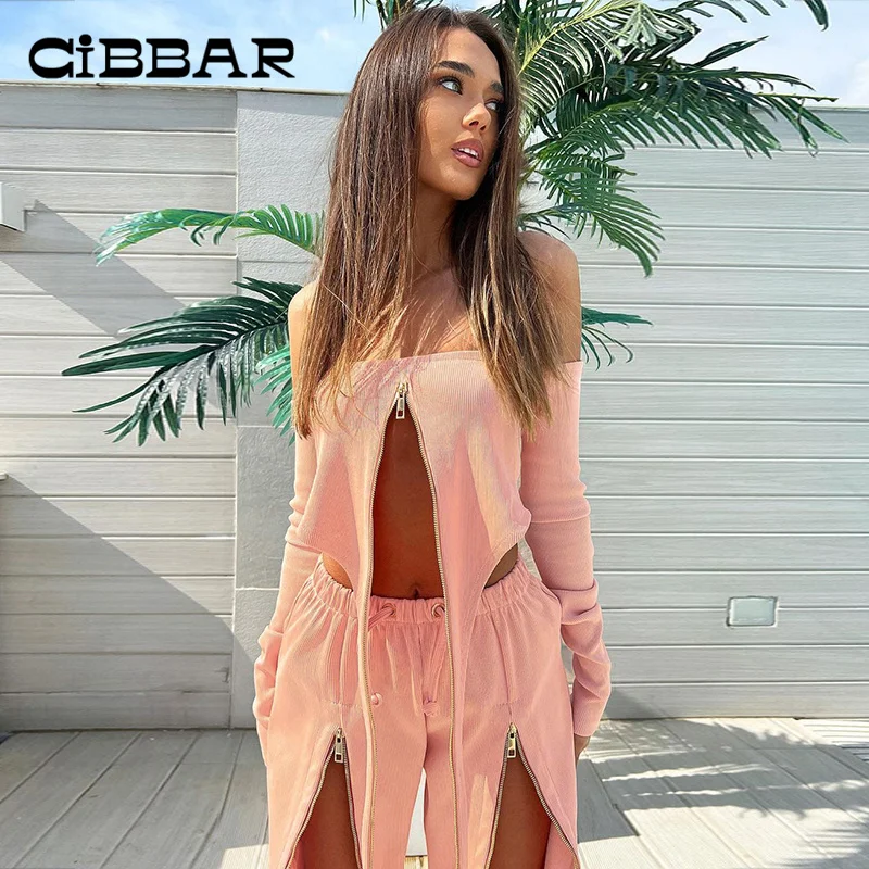 

CIBBAR Women's Fashion Asymmetrical Strapless Tanks Streetwear Sexy Off Shoulder Cuffs Camisole Tees Club Design Zip Up Blouse