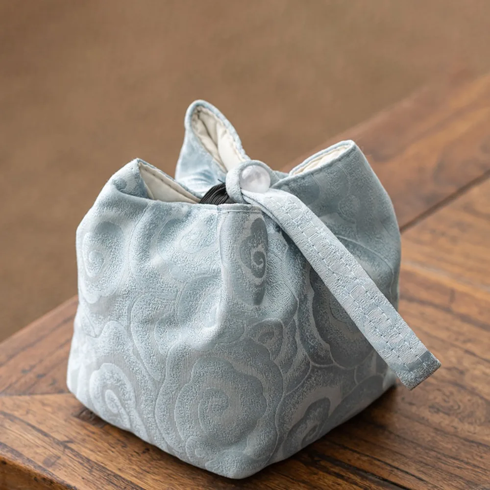 Тканевый чехол для чайной чашки в китайском стиле с принтом, портативная сумка для хранения чайной посуды, устойчивая к разрыву, многофункциональная сумка для мелких предметов