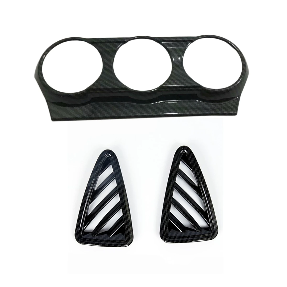 

3X Carbon Fiber Interior Air Condition Outlet Panel Cover Trim For Mazda CX-3 CX3 2015-2019