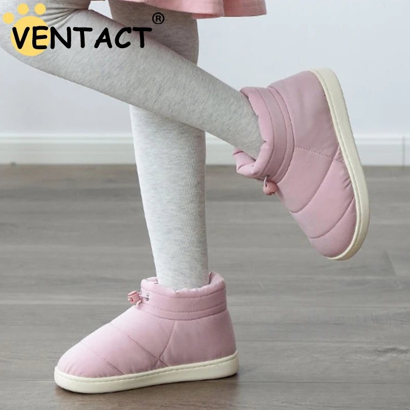 

VENTACT Home Women Slippers New Winter Waterproof Warm Thick-Soled Female Shoes Down Cotton Comfortable Indoor Couples Footwear