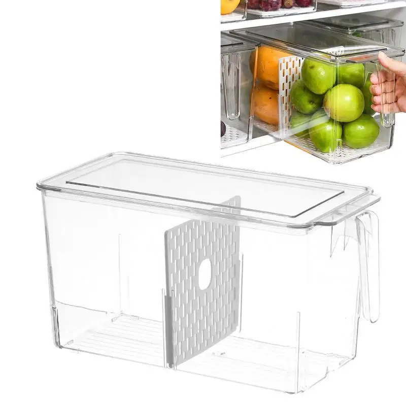

Fridge Organizers And Storage Clear Refrigerator Drawer Case With Handle Stackable Fridge Storage Container With Detachable