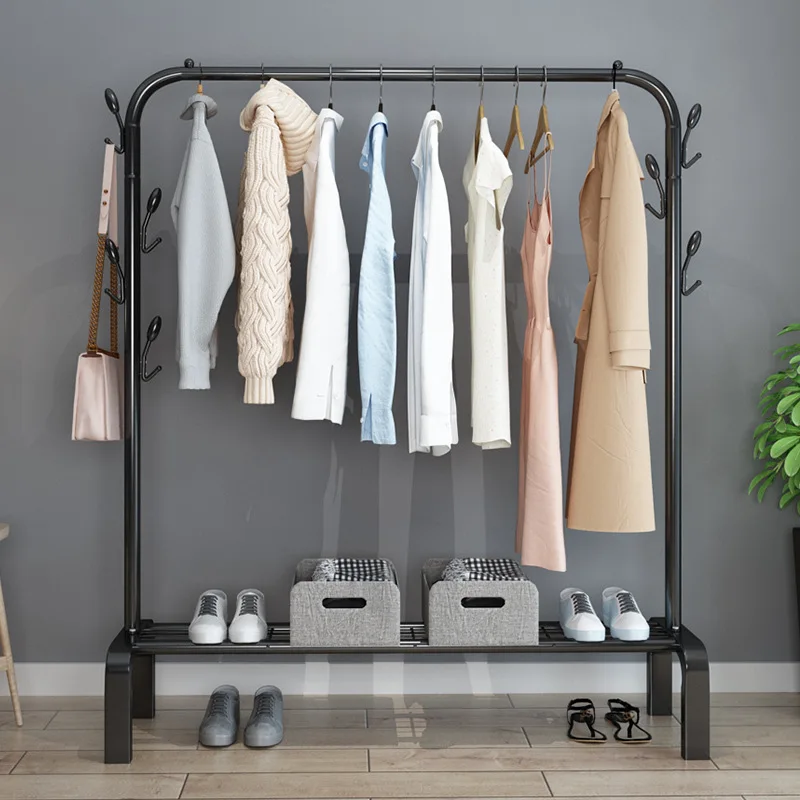 Простая вешалка для одежды напольная складная в спальню балкона бытовая
