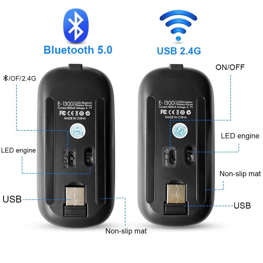 Bluetooth-мышь компьютерная беспроводная Бесшумная с USB-портом |