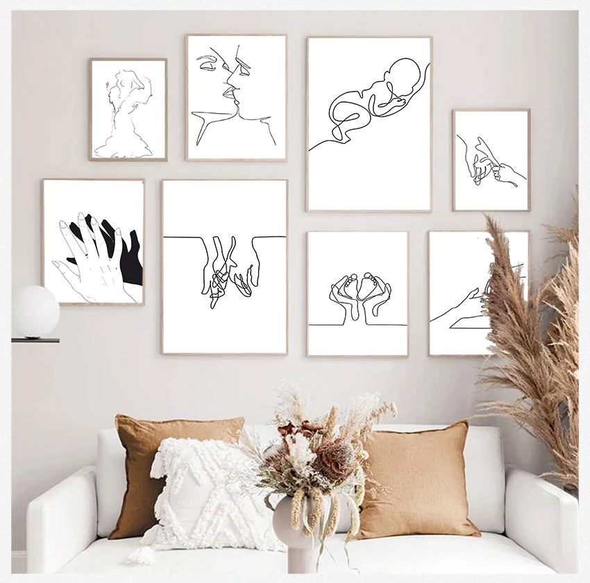 Настенная картина на холсте, Настенная картина с изображением тела, ручные плакаты и печать для гостиной, абстрактная леди, рисунок по линии, домашний декор в скандинавском стиле
