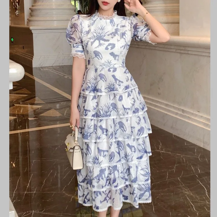 

Женское кружевное платье с оборками, элегантное облегающее праздничное платье с цветочным кружевом, лето 2023