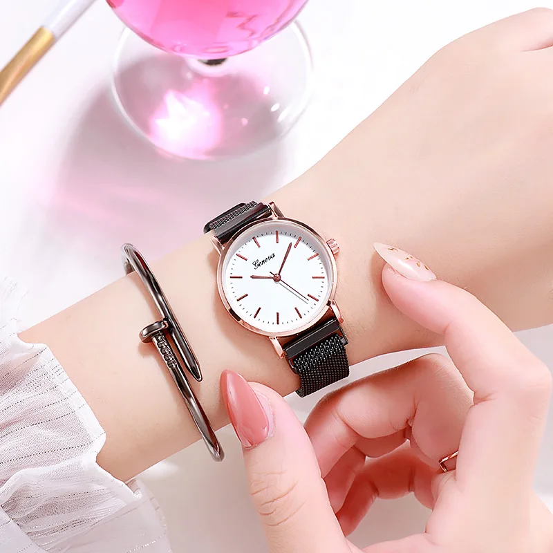 

Fashion Round Quartz Dial Casual Wrist Watches Luxury Stainless Strap Fashionable Clock for Waterproof Wristwatch for Women