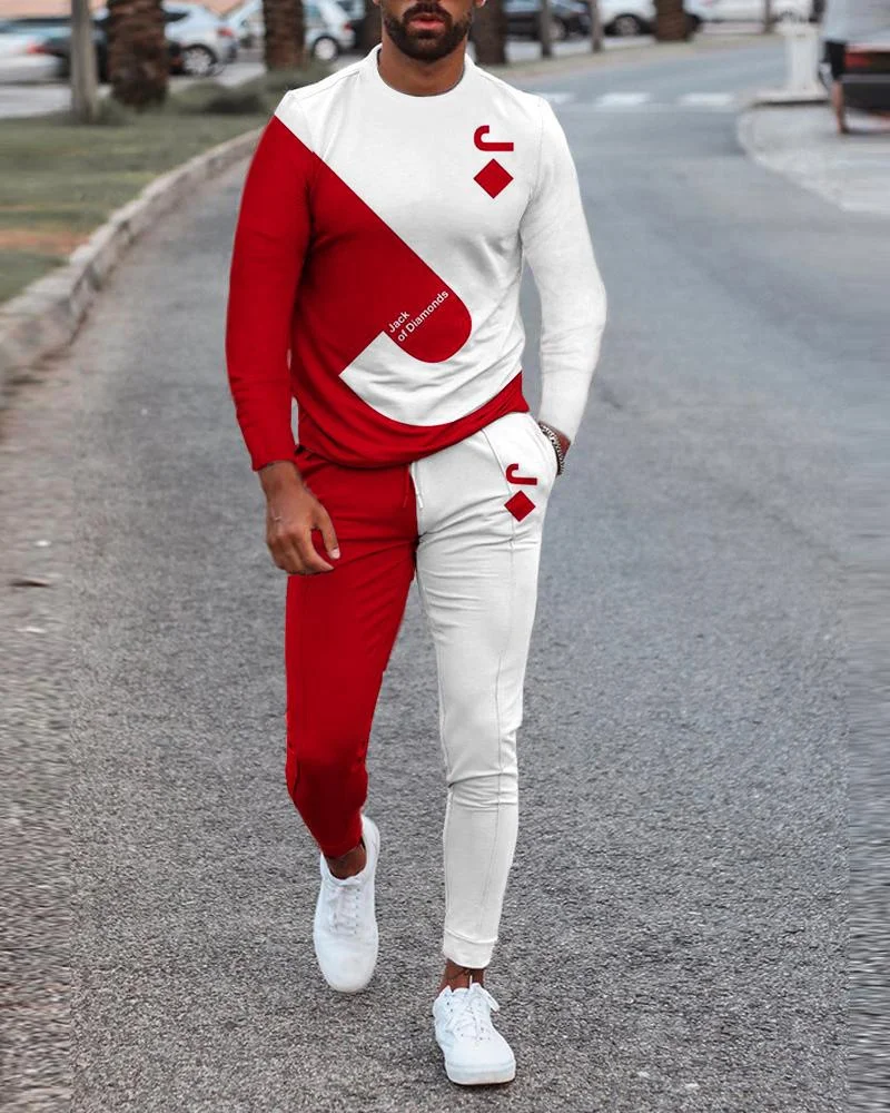 Autumn Long -Sleeve T-Shirt Set Running Casual Outfits Streetwear High Quality Men Suits 2 Piece Set Tracksuits Men Clothing