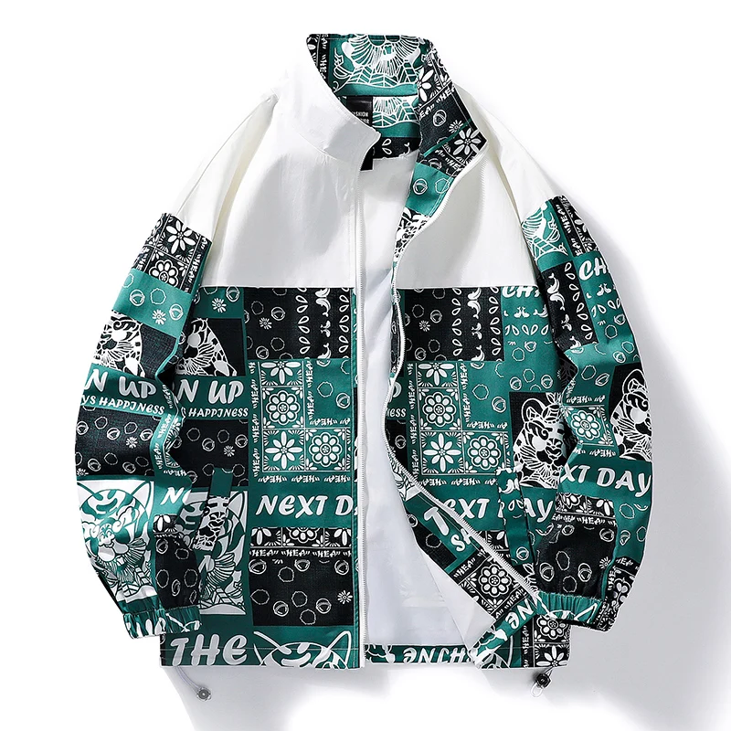 

2022 new autumn and winter trend stand-up collar loose pattern personalized men's jacket