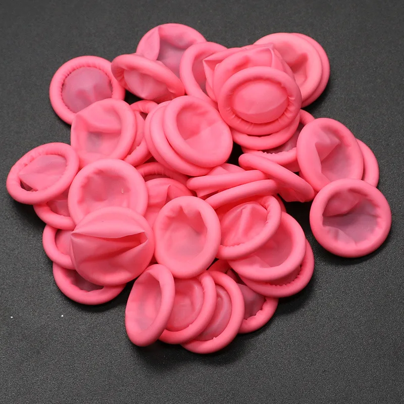 

100 Pcs Disposable Finger Cover Natural Rubber Gloves Non-slip Anti-static Latex Finger Cots Fingertips Protector Gloves