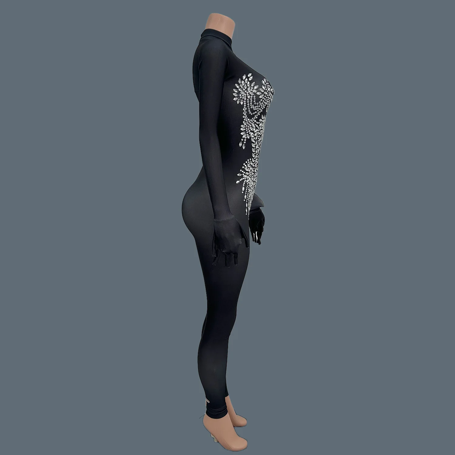 Женский сексуальный танцевальный костюм с блестящими бриллиантами комбинезон