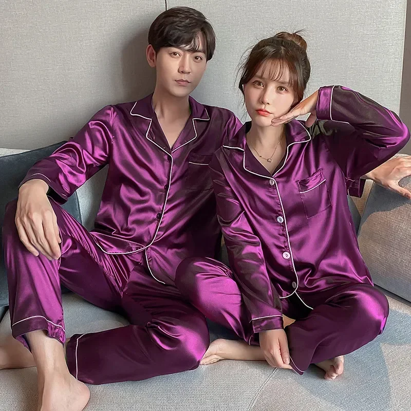 

Пижама для сна Pj размер брюки рукав для пары шелковая атласная одежда для сна длинные пижамы Домашняя одежда для плюс пижамы мужские комплекты для влюбленных Пижама