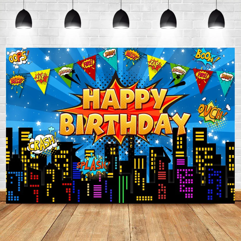 Фон для фотосъемки с изображением супергероев города