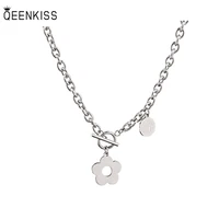 qeenkiss nc851 fine jewelry wholesale fashion trendy woman birthday wedding gift flower hip hop style titanium steel necklace