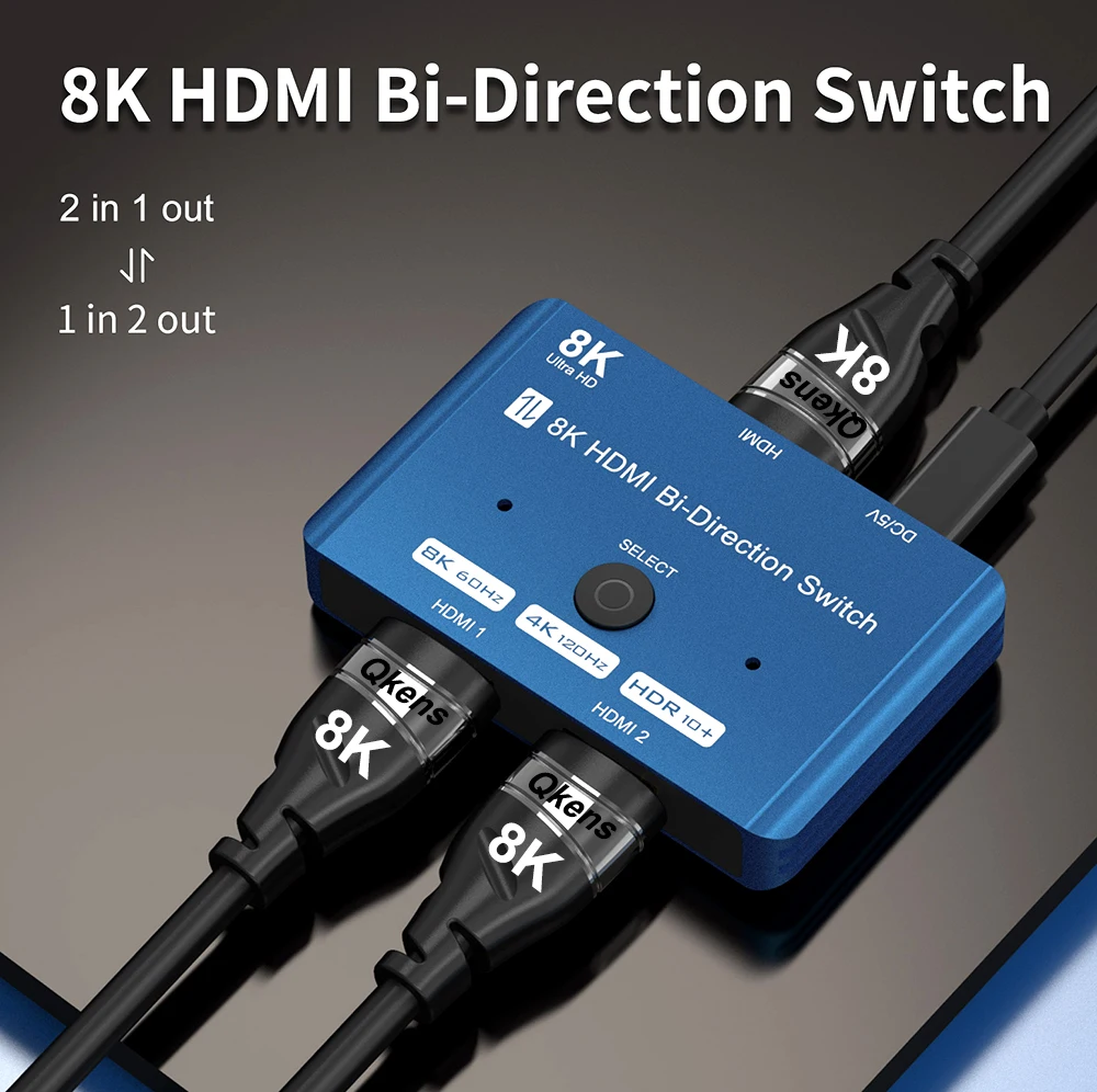 

Сплиттер-переключатель HDMI 2,1, 2 в 1, 8 к, 60 Гц, 4 к, 120 Гц