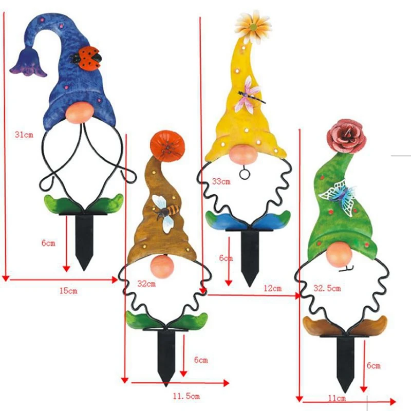 Металлический гном вставка в землю 3D насекомые бабочки декор для сада двора