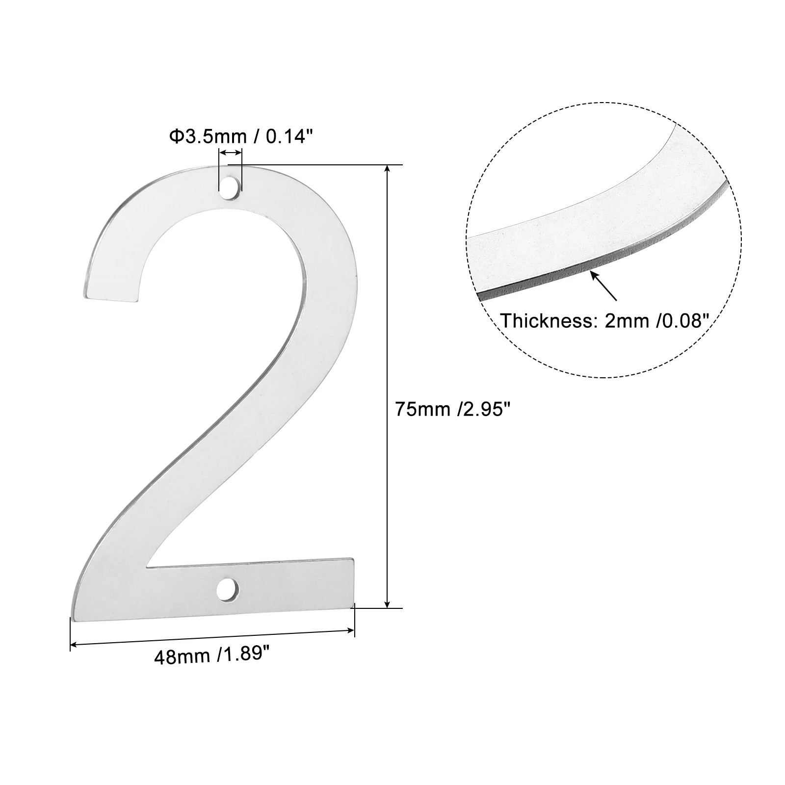 Uxcell 3 дюйма 304 полировка номера дома из нержавеющей стали для дверного почтового