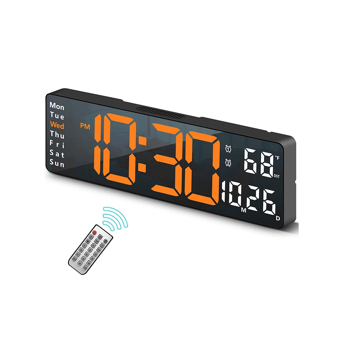 

13Inch Display LED Digital Wall Clock Remote Control Table Alarm Clock Date Week Timer Automatic Dimmer Clock-B