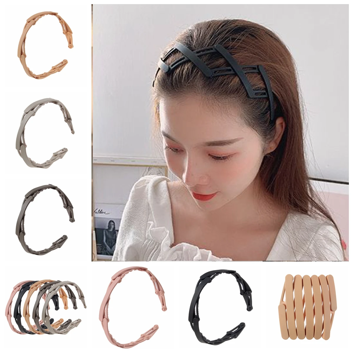 New Girls Foldable Non-slip Plastic Hairband Women Flexible Hair Band for Out Door Easy to Carry