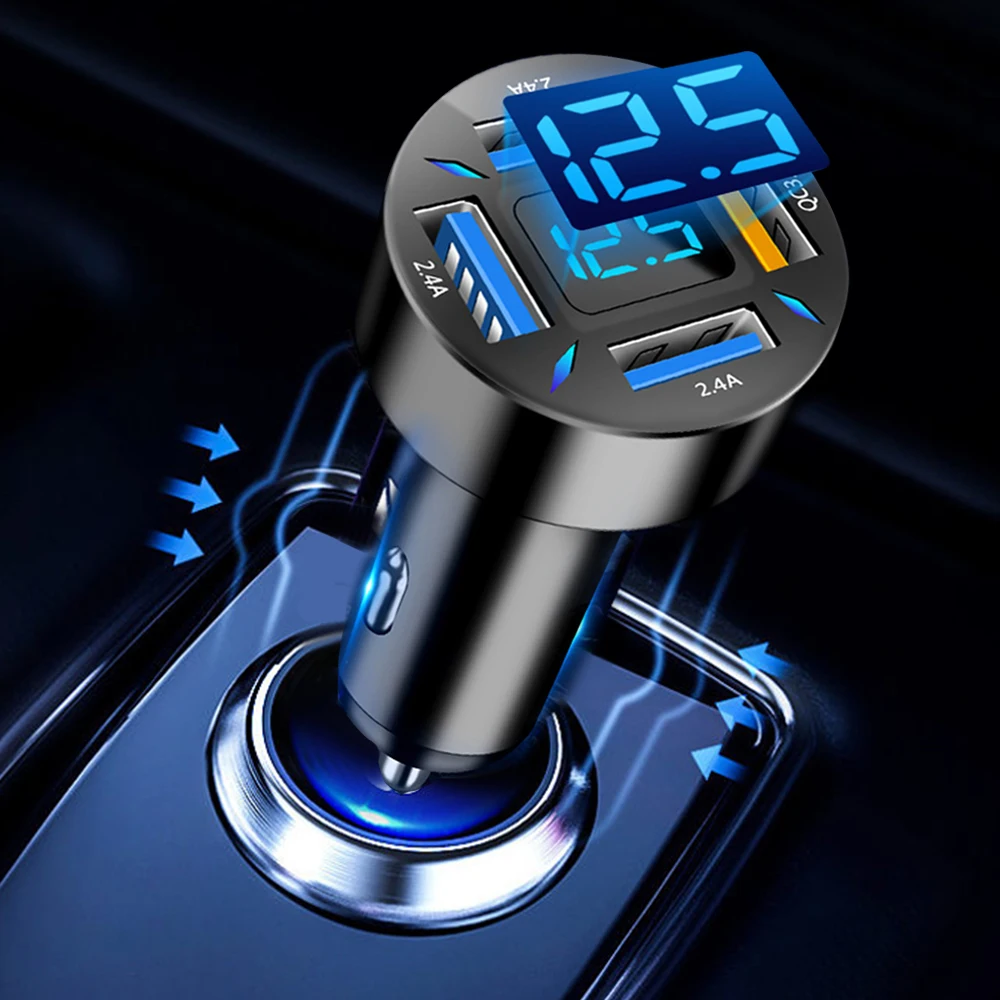 Автомобильное зарядное устройство 4 в 1 66 Вт быстрая зарядка PD QC3.0 с вольтметром