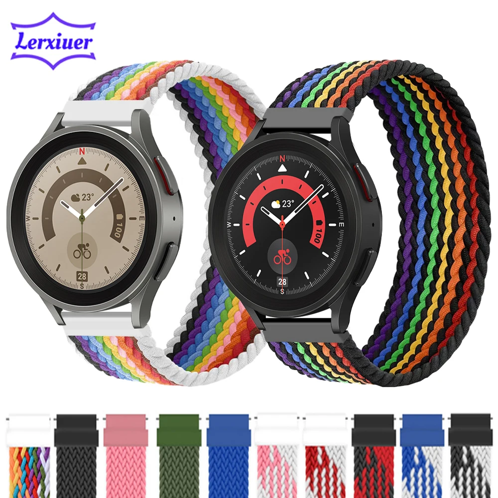 

22mm 20mm strap For Samsung Galaxy Watch 4/5 44mm 40mm /classic 46mm 42mm/active 2 Braided Solo Loop bracelet Galaxy 5 pro band