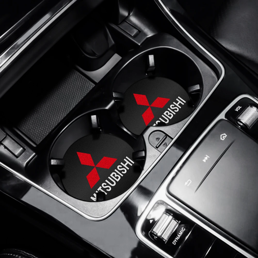 

2pcs Car Cup Holder Mat Bottle Pad Anti-Slip Coaster Accessories For Mitsubishi Ralliart Lancer EX Outlander ASX I200