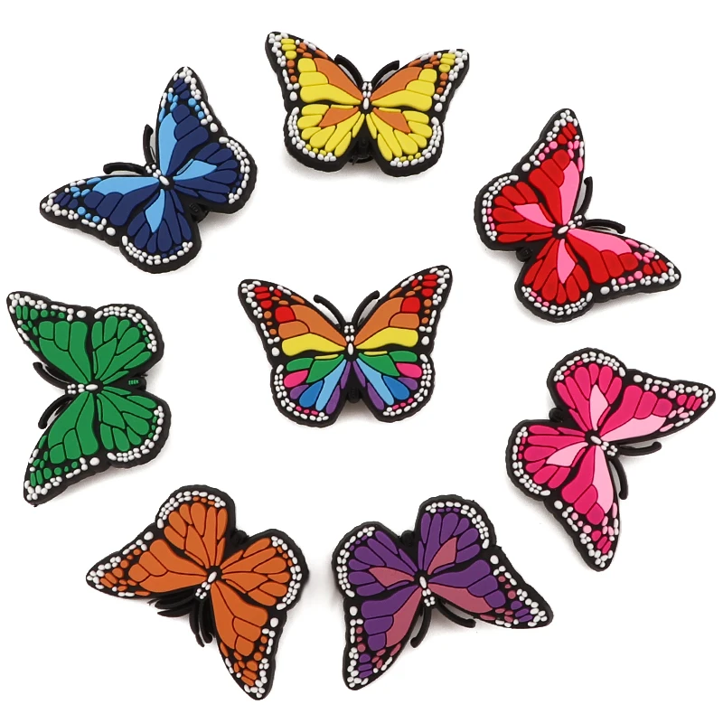 

New 1PCS Butterfly Croc Shoe Charms Summer Shoes Decorations Jeans Girl Boy Designer Women Shoes Accessories for Croc Charm Pins
