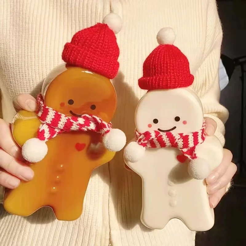 

Lovely Personality Gingerbread Man Cup Portable Shaker Beverage Bottle Kitchen Milk Tea Bottle Couple Christmas Bottle Gift