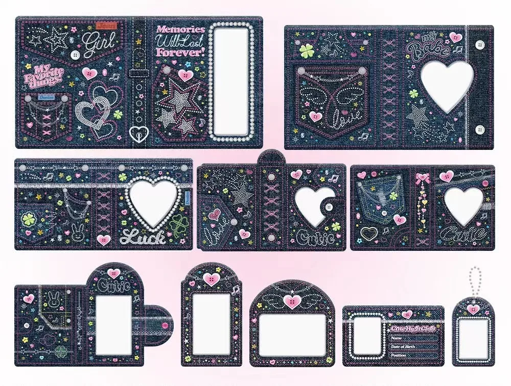 

10 комплектов, Корейский ретро джинсовый фотоальбом, книга, джинсы, папка, 3 дюйма, рукав для карт, Kpop Idol, фотодержатель, книга, сердце, любовь, а...