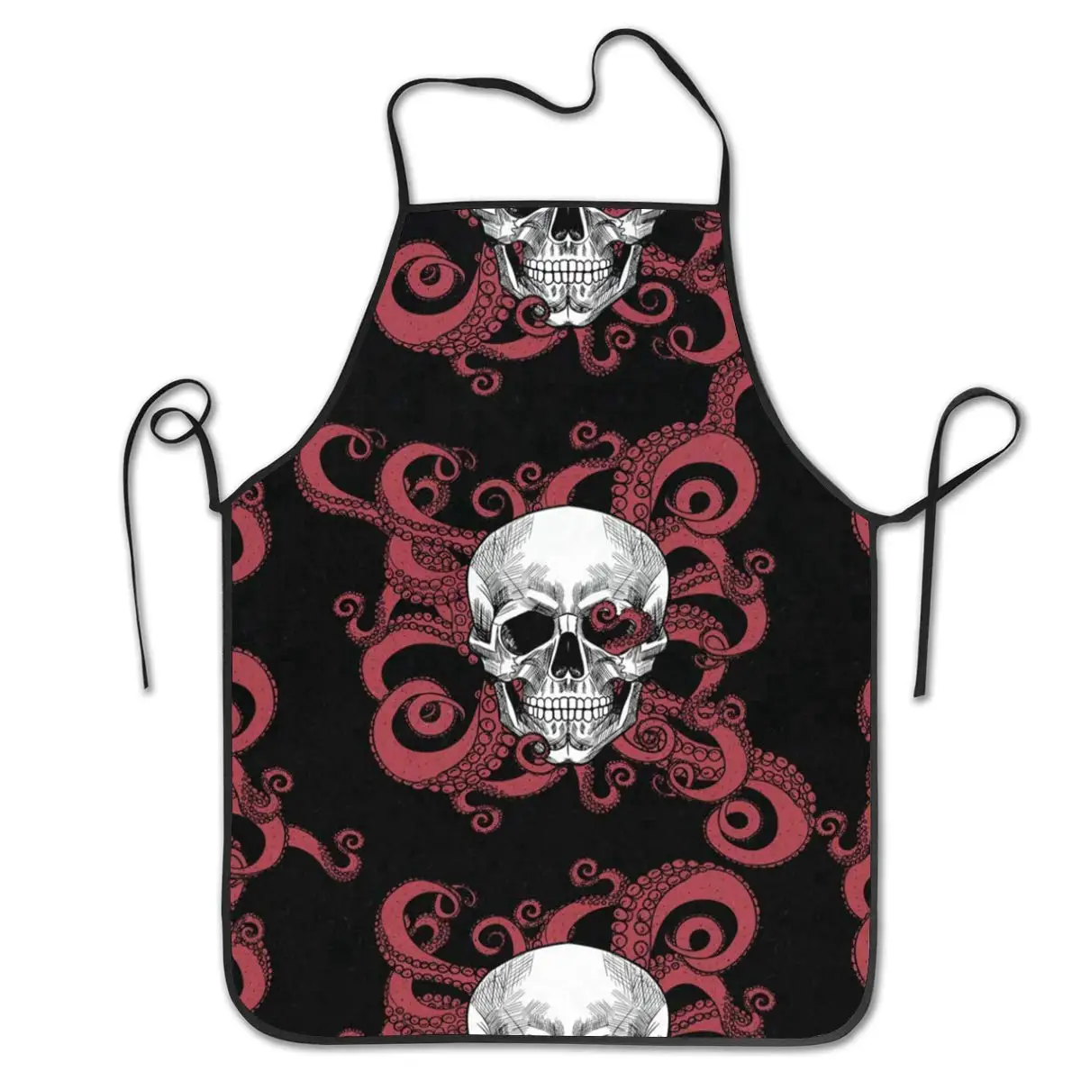 

Забавный фартук для кулинарии, кухни, выпечки, садоводства, стрижки, нагрудник, фартук для женщин и мужчин, Красный осьминог, кракен, сахарны...