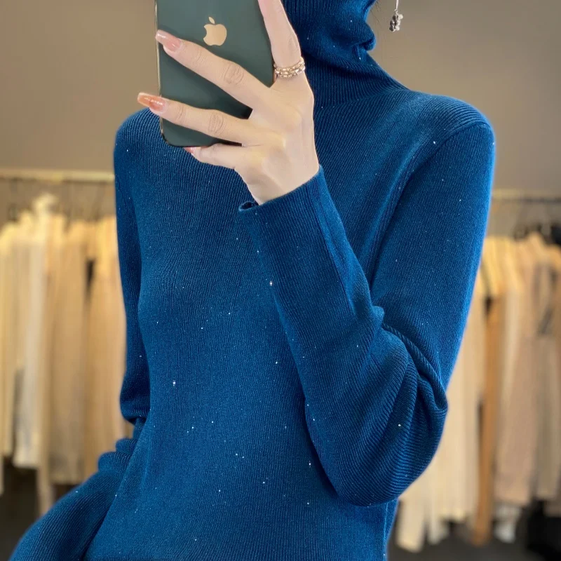 Кашемировый свитер с высоким воротником женский пуловер осенне-зимний вязаный