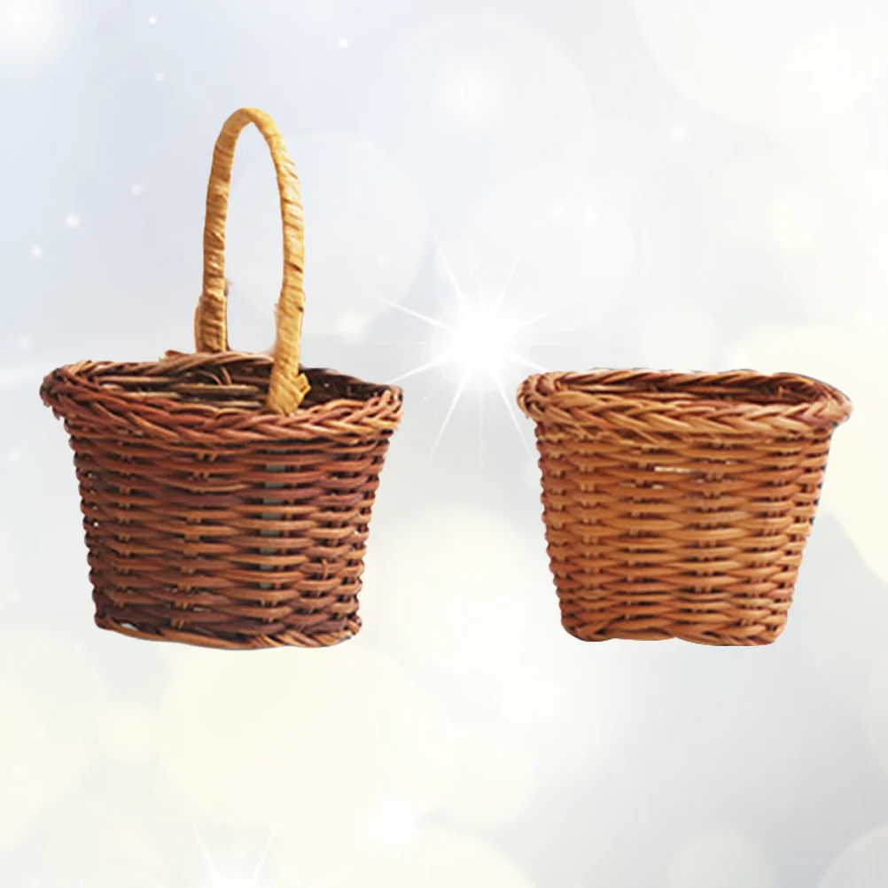 

Mini Baskets Basketcrafts Accessories Decorative Tabletop Centerpieces Table Kitchen Favors Wicker Woven Willow Round Country