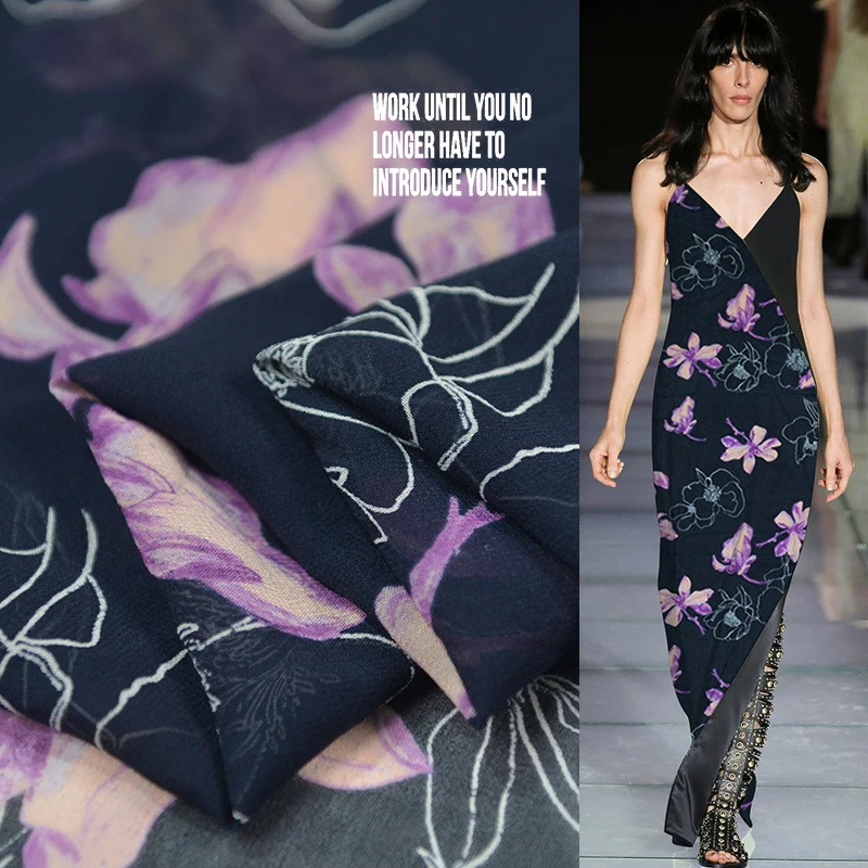 21 летняя Новинка фиолетовая Φ 100% ткань из шелка тутового шелкопряда для платья