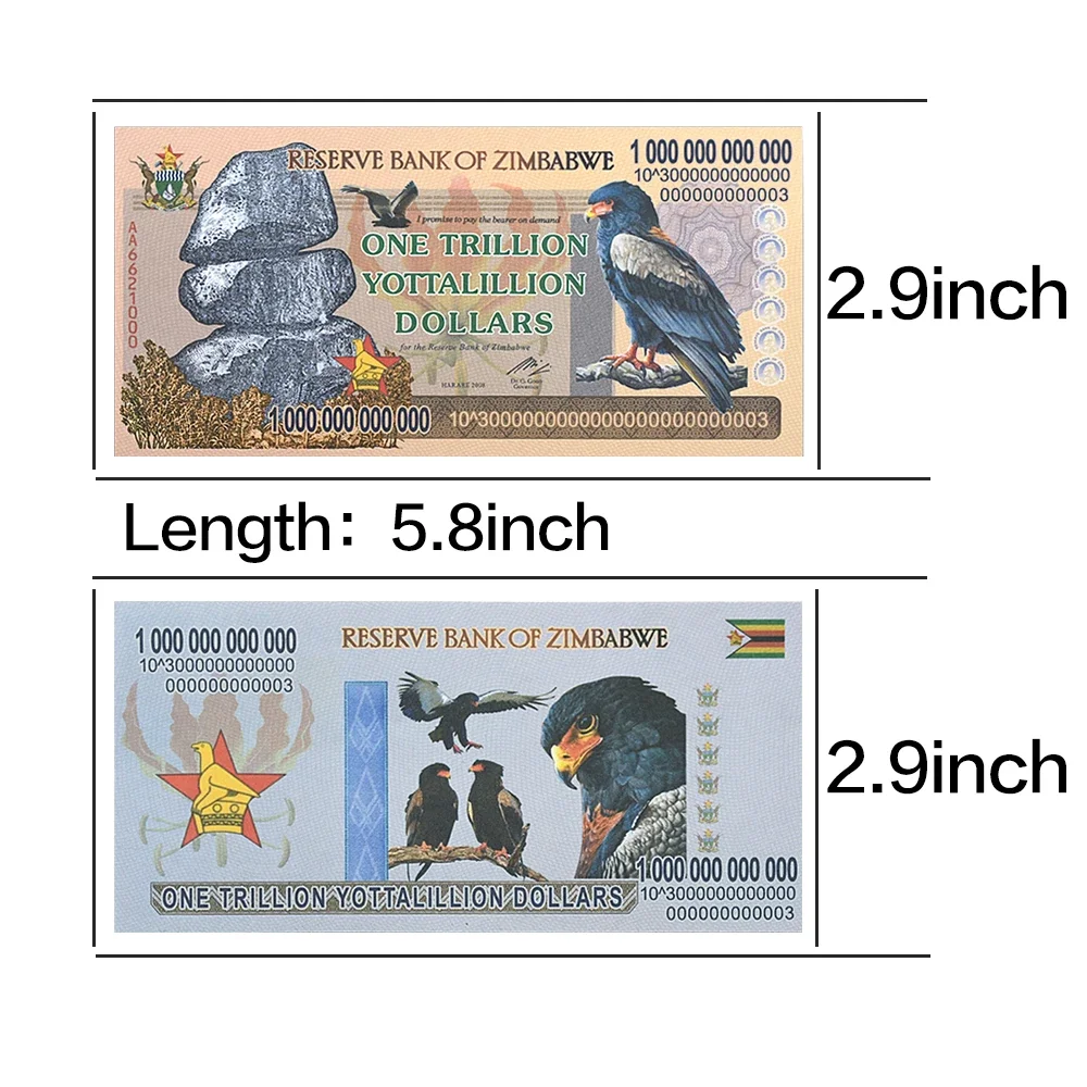 Коллекционные банкноты Зимбабве 1 триллион йотталлион долларов MAI KE crafts