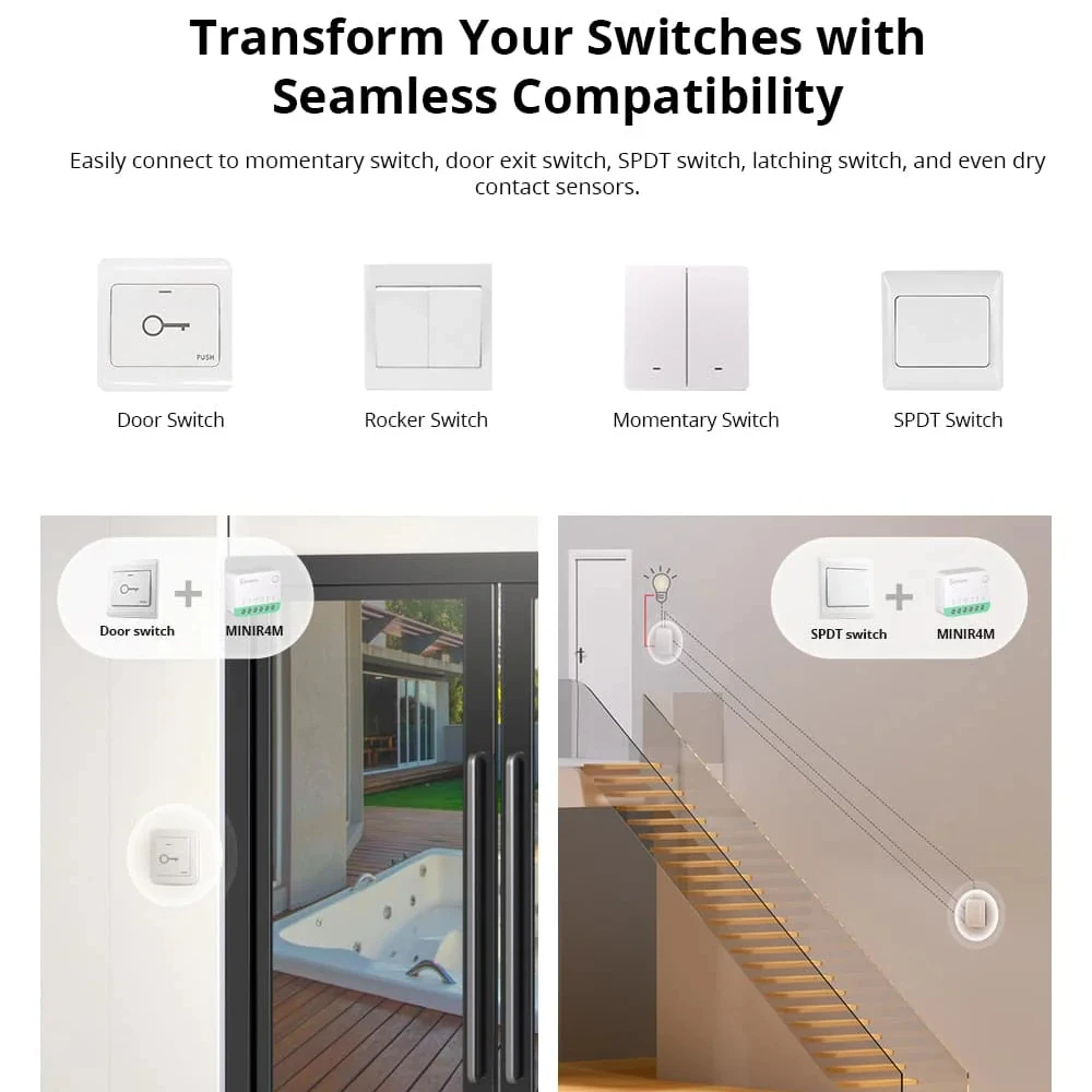 MINIR4M Extreme Wi-Fi Smart Switch Matter Беспроводной контроллер Универсальное съемное реле Умный дом Работа с Alexa Google (art.: 3920ccceae457) - 3920ccceae457