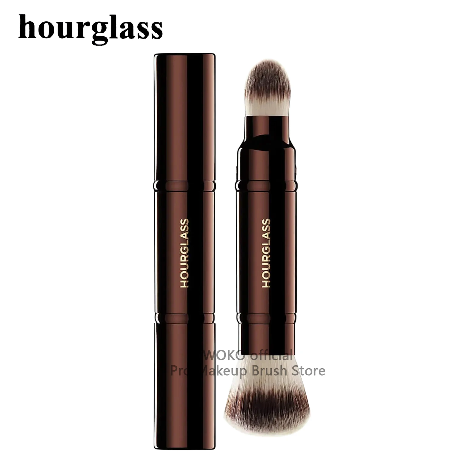 

Hourglass Foundation Blending Brush Synthetic Hair Double-ended Complexion Brush Brown Metal Handle Foundation Concealer Brush