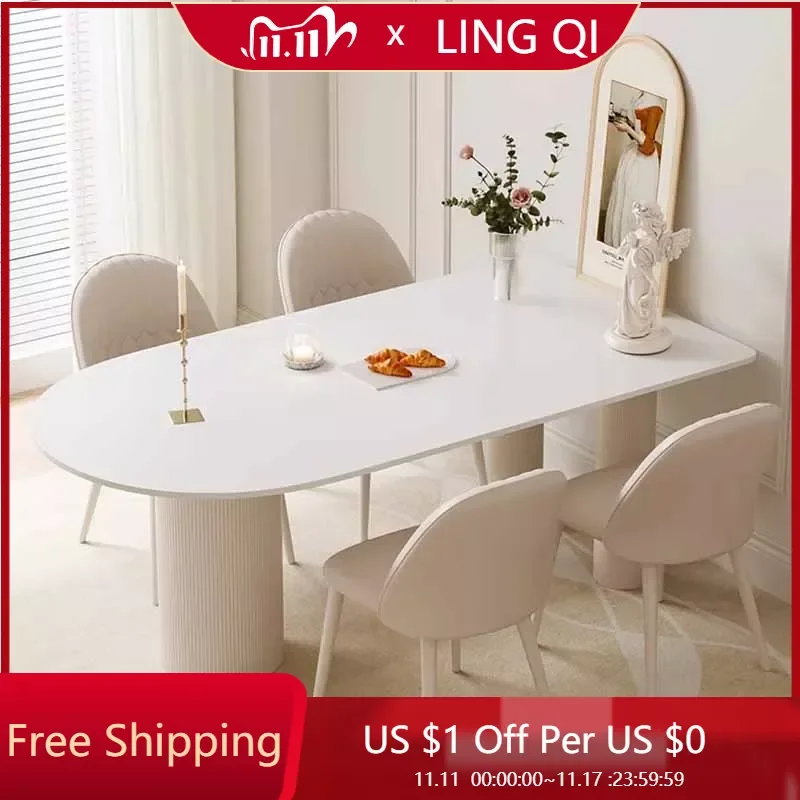 

Kitchen Nordic Waterproof Dining Table Luxury White Office Coffee Tables Hallway Living Room Mesas De Comedor Home Furniture