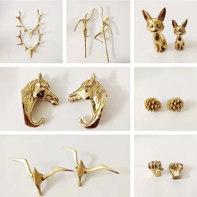 

Gold Furniture Handle Door Knobs Solid Brass Animal Cat Deer Shape Single Hole Handles for Cabinet Kitchen Cupboard Drawer Pulls