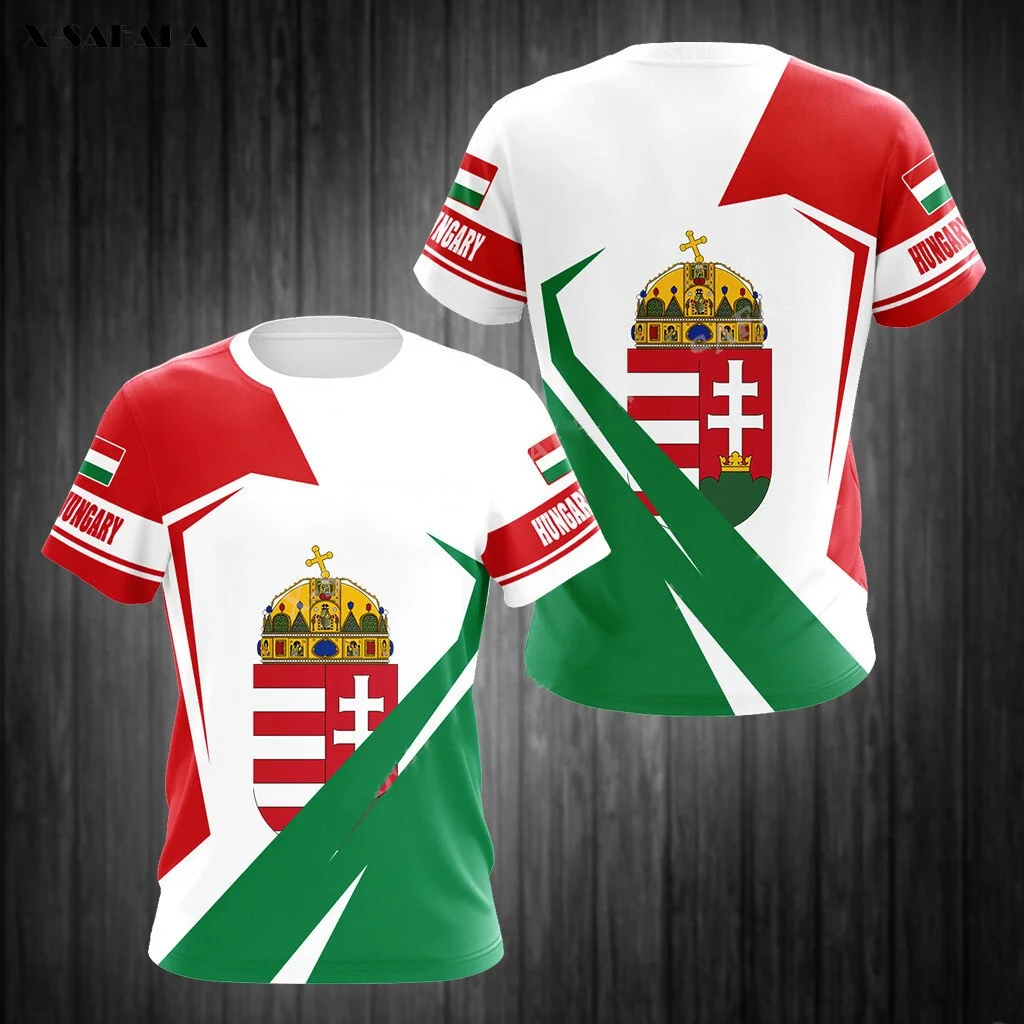 

Hungary Flag Print Men's T-shirt Unisex High-quality Short-sleeved Tops Tees Round Neck Street Casual Men's Clothing