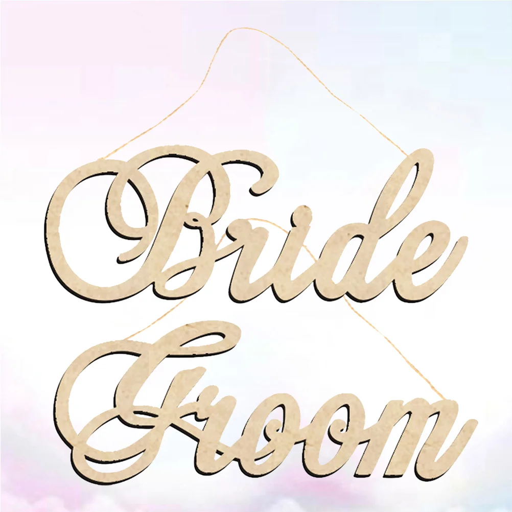 

2 Pcs Wedding Decor Wedding Chair Sign Chairman Wooden Hanging Decor Bamboo Reception Wood Sign Bride