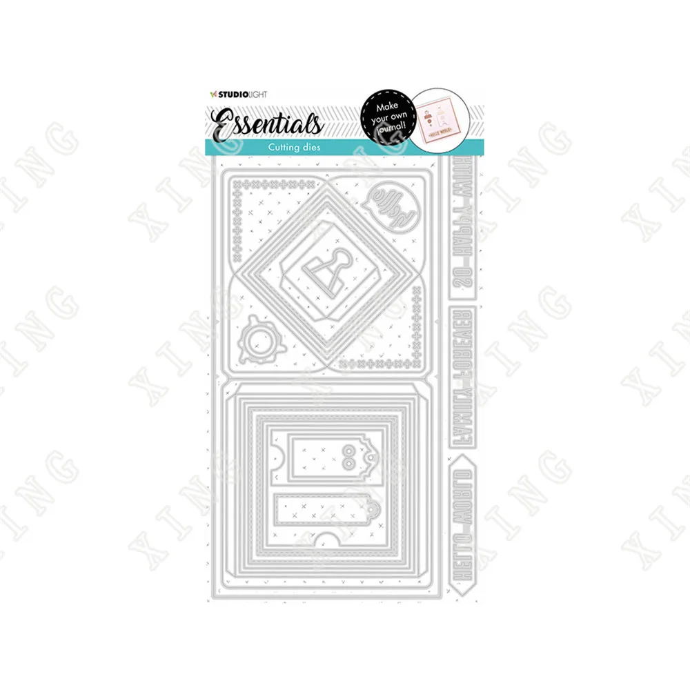 

2022 New Square Journal Metal Cutting Dies Diy Scrapbooking Craft Paper Greeting Card Diary Album Decoration Embossing Template