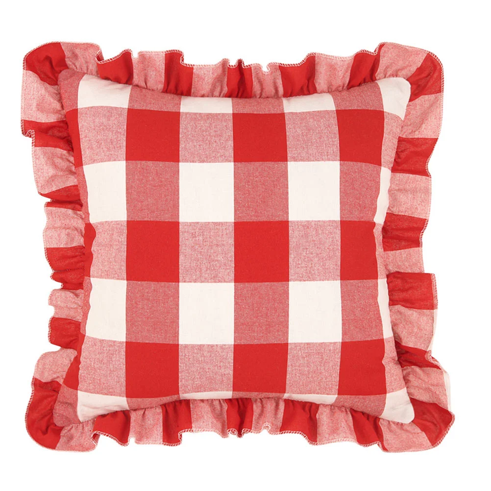 

Plaid Throw Pillowcase Protection Cover Sofa Ruffle Decorative Protector Cushion Cotton Linen Couch Covers