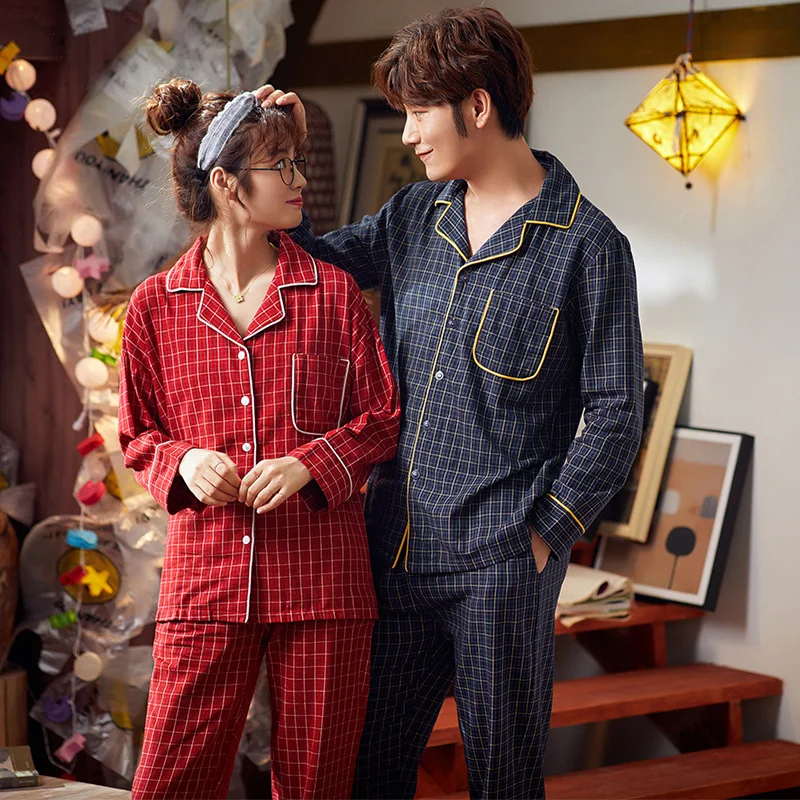 

Женский Осенний пижамный комплект, модель 100% из двух предметов, рубашка с отложным воротником и штаны, удобная одежда для сна